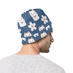 Japanese Lucky Cat And Sakura Print Beanie