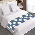 Japanese Lucky Cat And Sakura Print Bed Runner