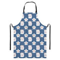 Japanese Lucky Cat And Sakura Print Bib Apron With Pocket