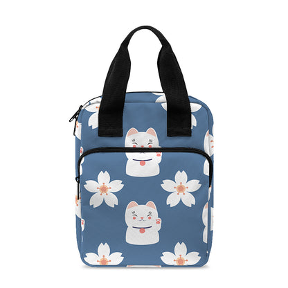 Japanese Lucky Cat And Sakura Print Bible Tote Bag