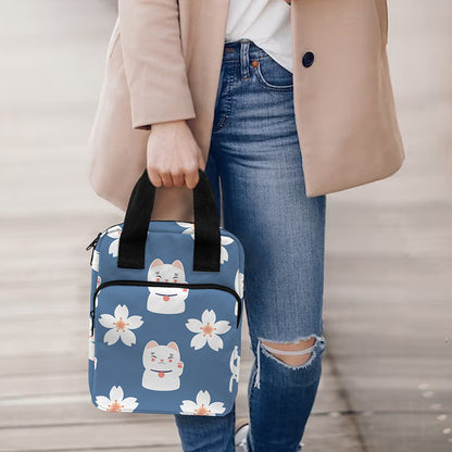 Japanese Lucky Cat And Sakura Print Bible Tote Bag