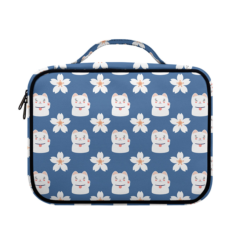 Japanese Lucky Cat And Sakura Print Briefcase Bible Bag