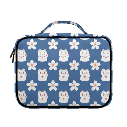 Japanese Lucky Cat And Sakura Print Briefcase Bible Bag