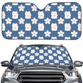 Japanese Lucky Cat And Sakura Print Car Windshield Sun Shade