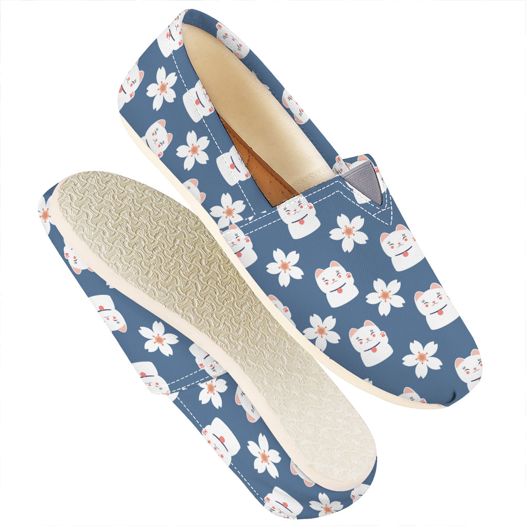 Japanese Lucky Cat And Sakura Print Casual Shoes