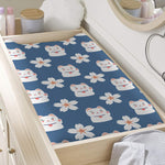 Japanese Lucky Cat And Sakura Print Changing Pad Cover