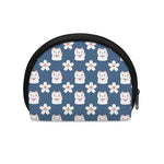 Japanese Lucky Cat And Sakura Print Coin Purse