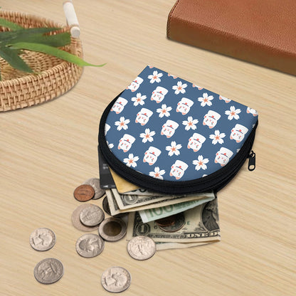 Japanese Lucky Cat And Sakura Print Coin Purse