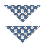 Japanese Lucky Cat And Sakura Print Dog Bandana
