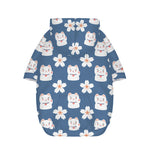 Japanese Lucky Cat And Sakura Print Dog Zip Up Hoodie