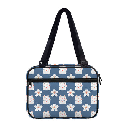 Japanese Lucky Cat And Sakura Print Double Strap Bible Bag
