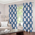 Japanese Lucky Cat And Sakura Print Extra Wide Grommet Curtains