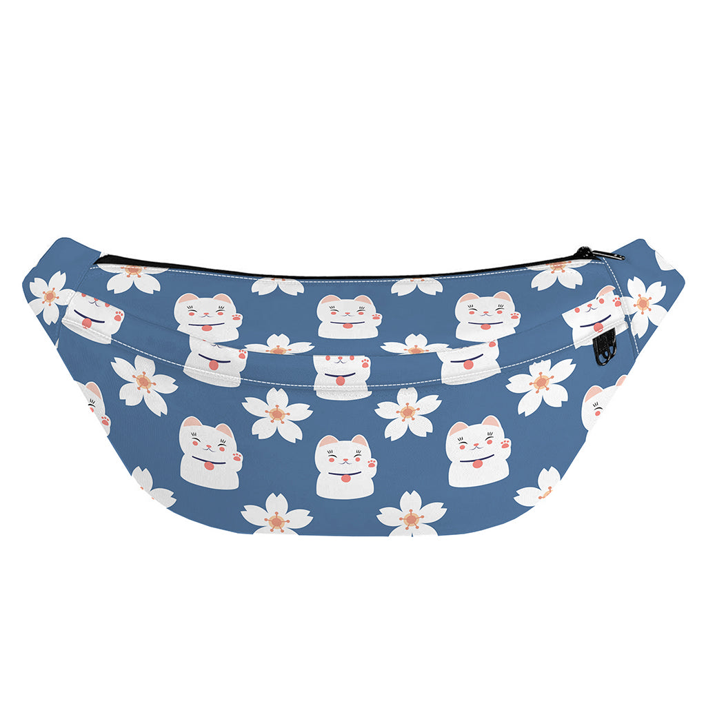 Japanese Lucky Cat And Sakura Print Fanny Pack