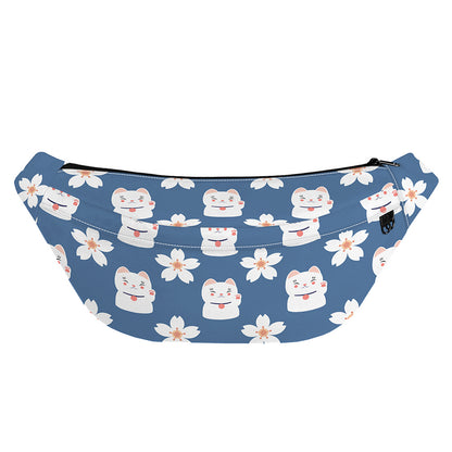 Japanese Lucky Cat And Sakura Print Fanny Pack