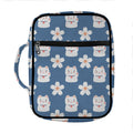Japanese Lucky Cat And Sakura Print Front Pocket Bible Bag