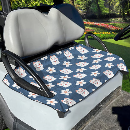 Japanese Lucky Cat And Sakura Print Golf Cart Seat Cover