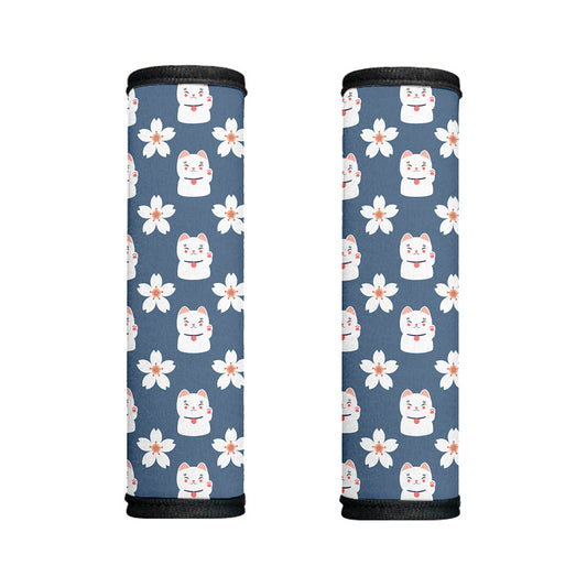 Japanese Lucky Cat And Sakura Print Handle Covers