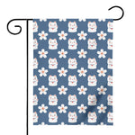 Japanese Lucky Cat And Sakura Print House Flag
