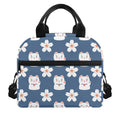 Japanese Lucky Cat And Sakura Print Insulated Lunch Bag