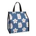 Japanese Lucky Cat And Sakura Print Insulated Lunch Tote