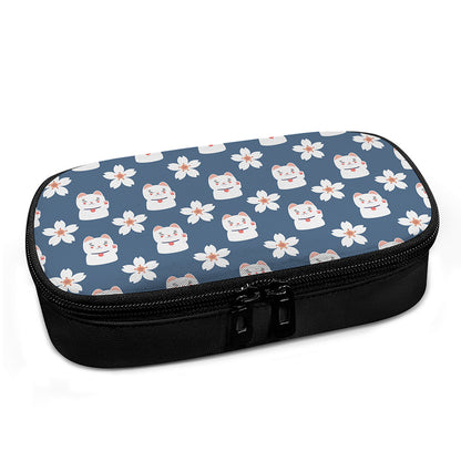 Japanese Lucky Cat And Sakura Print Insulin Cooler Travel Case