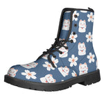 Japanese Lucky Cat And Sakura Print Backpack