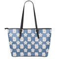 Japanese Lucky Cat And Sakura Print Leather Tote Bag With Zipper