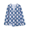 Japanese Lucky Cat And Sakura Print Long Sleeve Short Coat