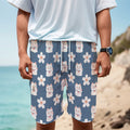 Japanese Lucky Cat And Sakura Print Men's Cargo Shorts