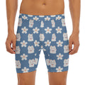 Japanese Lucky Cat And Sakura Print Men's Long Boxer Briefs
