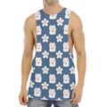 Japanese Lucky Cat And Sakura Print Men's Muscle Tank Top