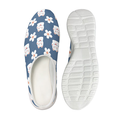 Japanese Lucky Cat And Sakura Print Mesh Casual Shoes