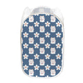 Japanese Lucky Cat And Sakura Print Mesh Laundry Hamper