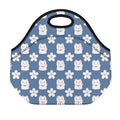 Japanese Lucky Cat And Sakura Print Neoprene Lunch Bag
