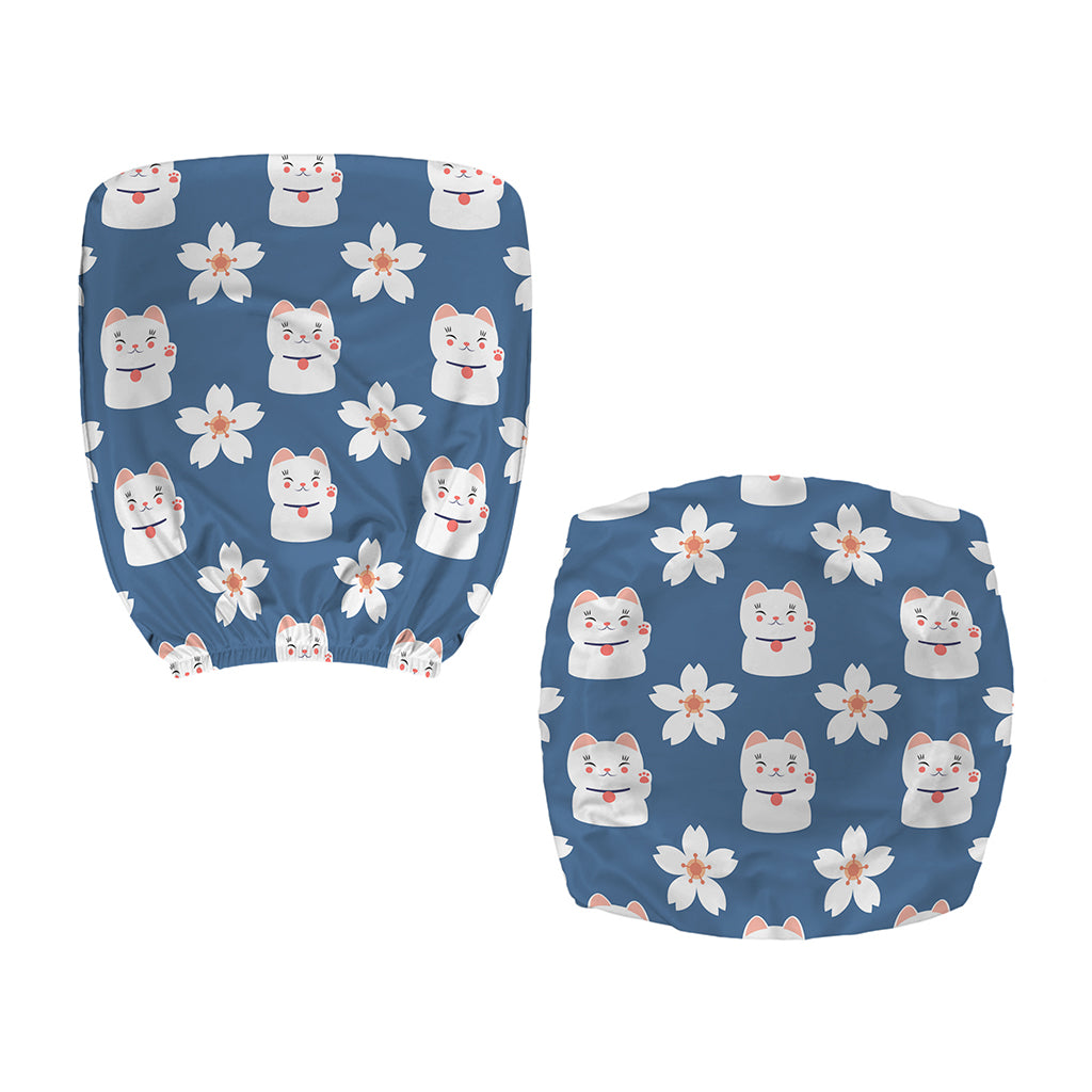 Japanese Lucky Cat And Sakura Print Office Chair Cover