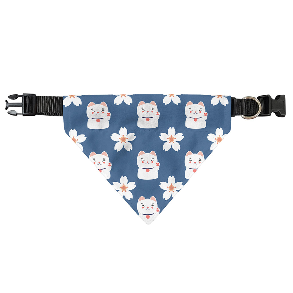 Japanese Lucky Cat And Sakura Print Over The Collar Dog Bandana