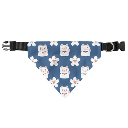 Japanese Lucky Cat And Sakura Print Over The Collar Dog Bandana