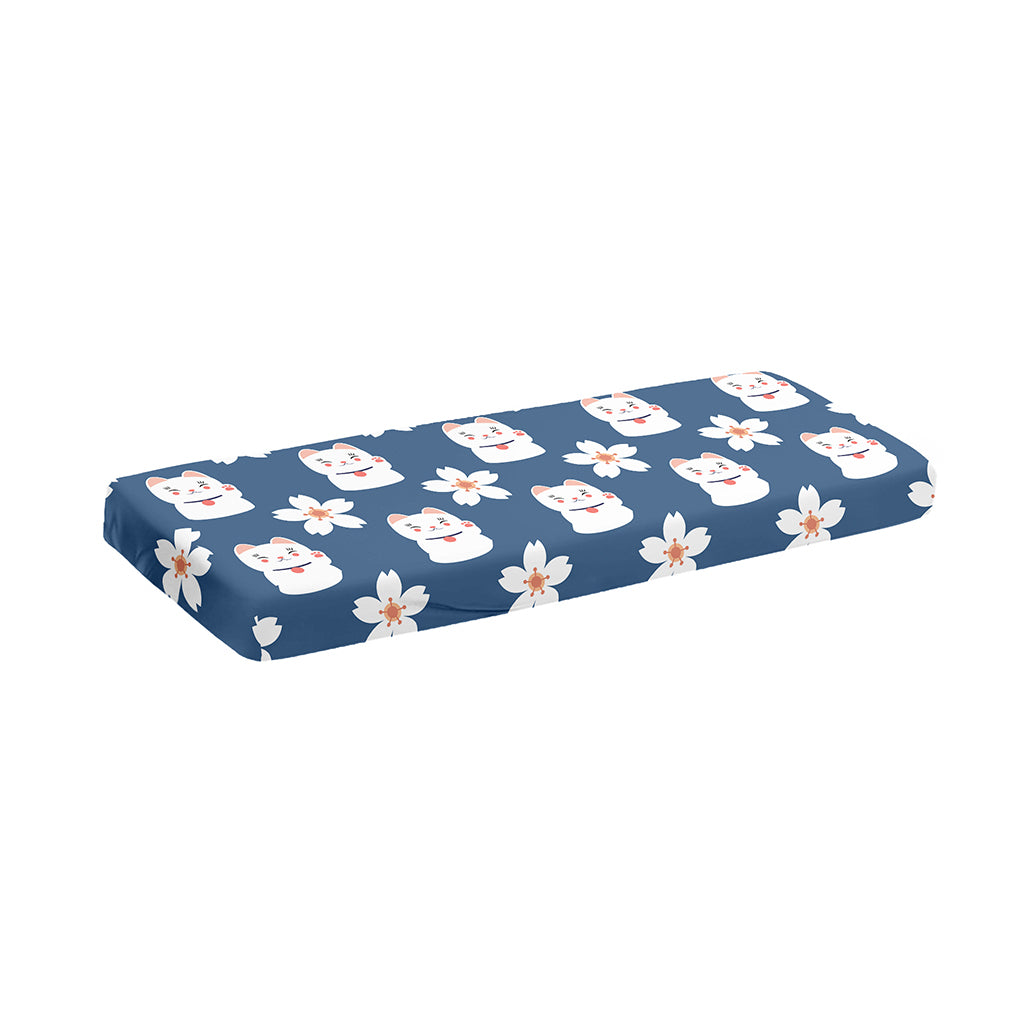 Japanese Lucky Cat And Sakura Print Piano Keyboard Cover