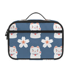 Japanese Lucky Cat And Sakura Print Portable Lunch Bag