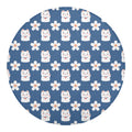 Japanese Lucky Cat And Sakura Print Round Blanket
