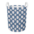 Japanese Lucky Cat And Sakura Print Round Laundry Basket