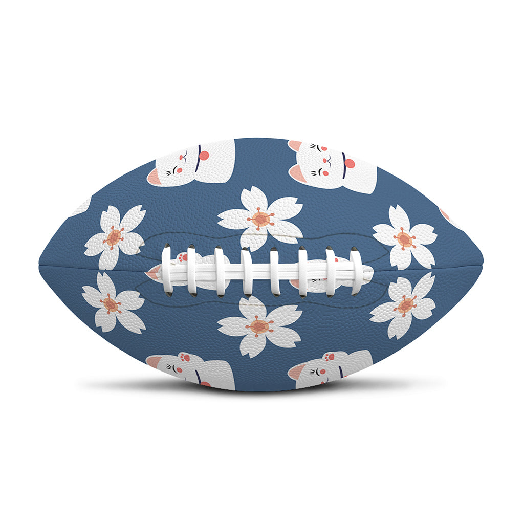 Japanese Lucky Cat And Sakura Print Rugby Ball