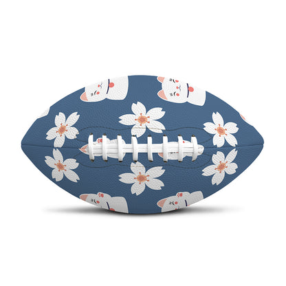 Japanese Lucky Cat And Sakura Print Rugby Ball
