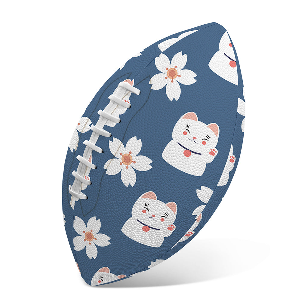 Japanese Lucky Cat And Sakura Print Rugby Ball