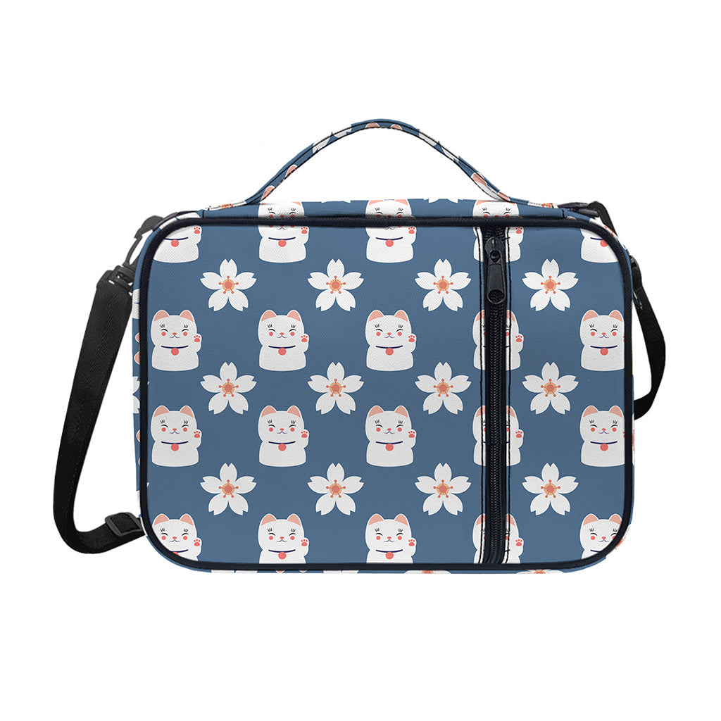 Japanese Lucky Cat And Sakura Print Shoulder Strap Bible Bag