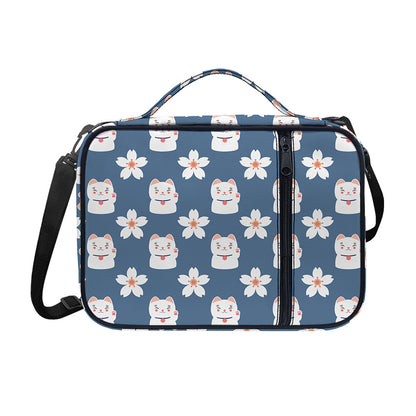 Japanese Lucky Cat And Sakura Print Shoulder Strap Bible Bag