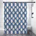 Japanese Lucky Cat And Sakura Print Shower Curtain