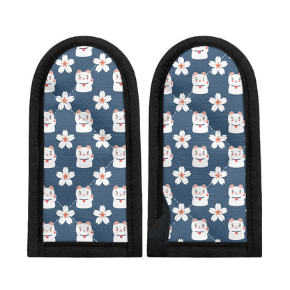 Japanese Lucky Cat And Sakura Print Skillet Handle Cover