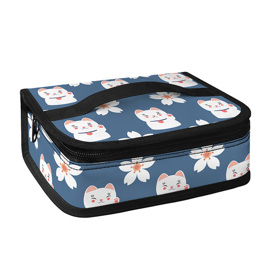 Japanese Lucky Cat And Sakura Print Small Lunch Bag