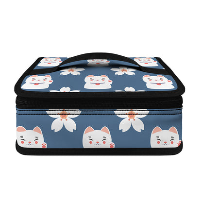 Japanese Lucky Cat And Sakura Print Small Lunch Bag
